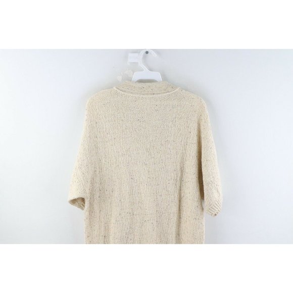 Vintage 70s Rockabilly Mens Medium Cable Knit Collared Short Sleeve Polo Sweater - Picture 6 of 7